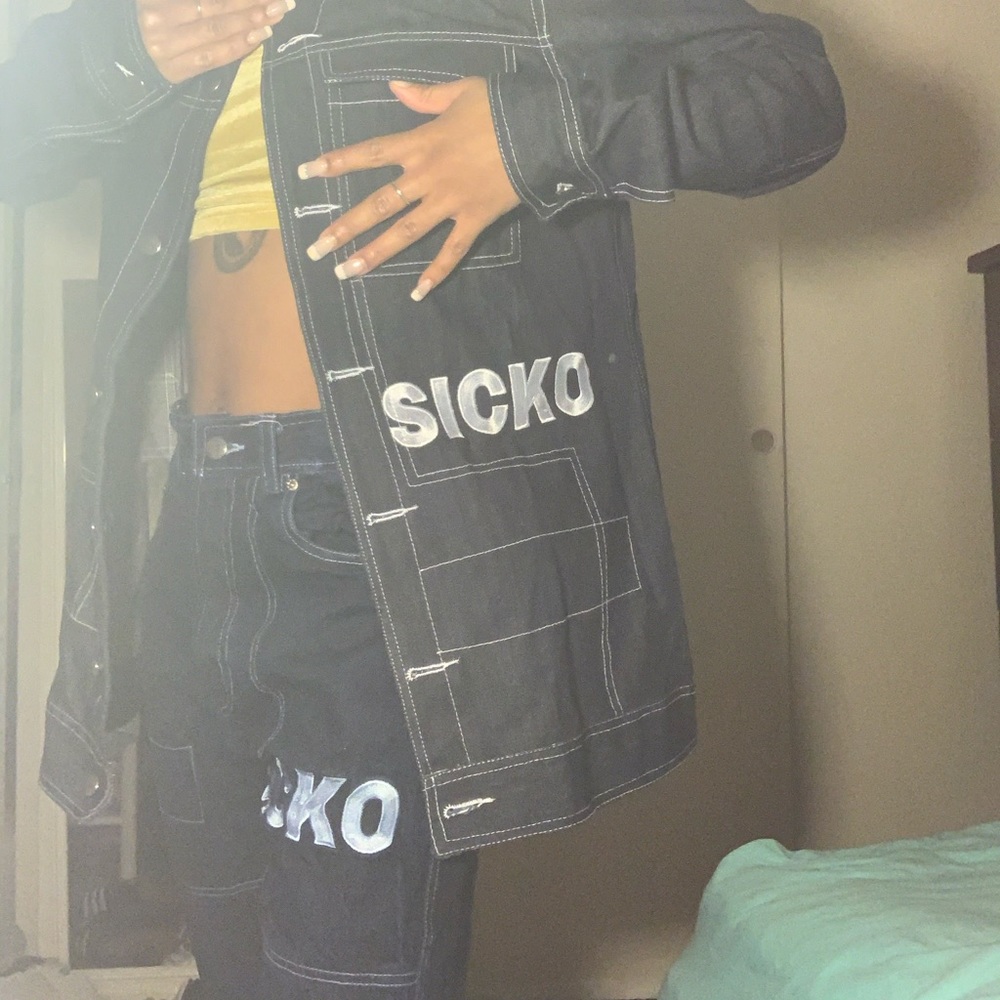 Sicko Cartel two piece jean set. Jack and pants.